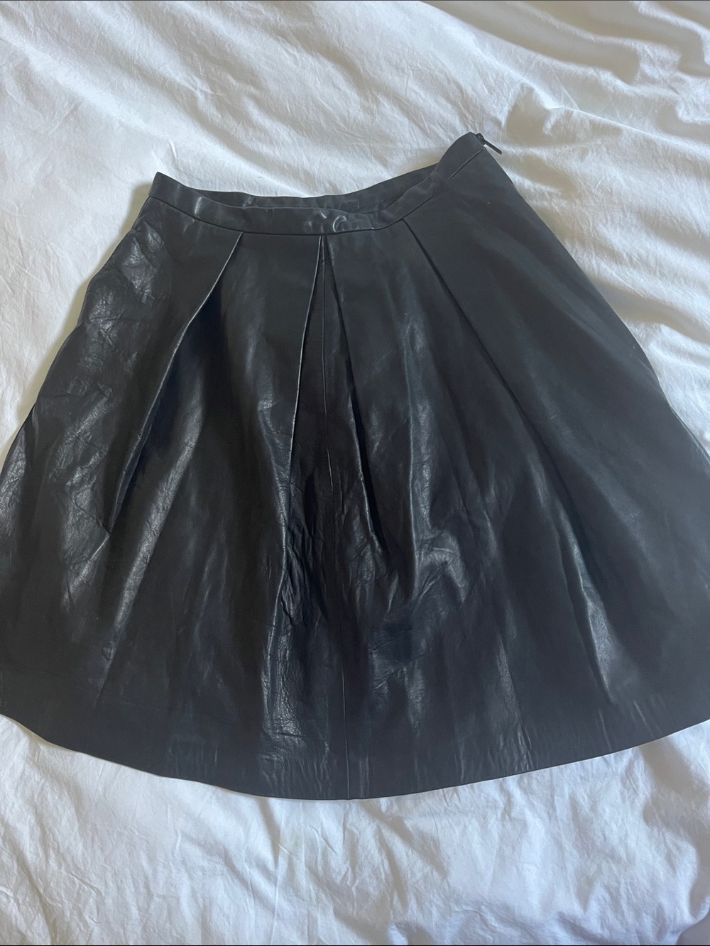 Elizabeth and James lamb leather silk lined midi pleated skirt